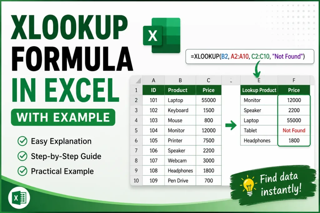 XLOOKUP Formula in Excel with Example