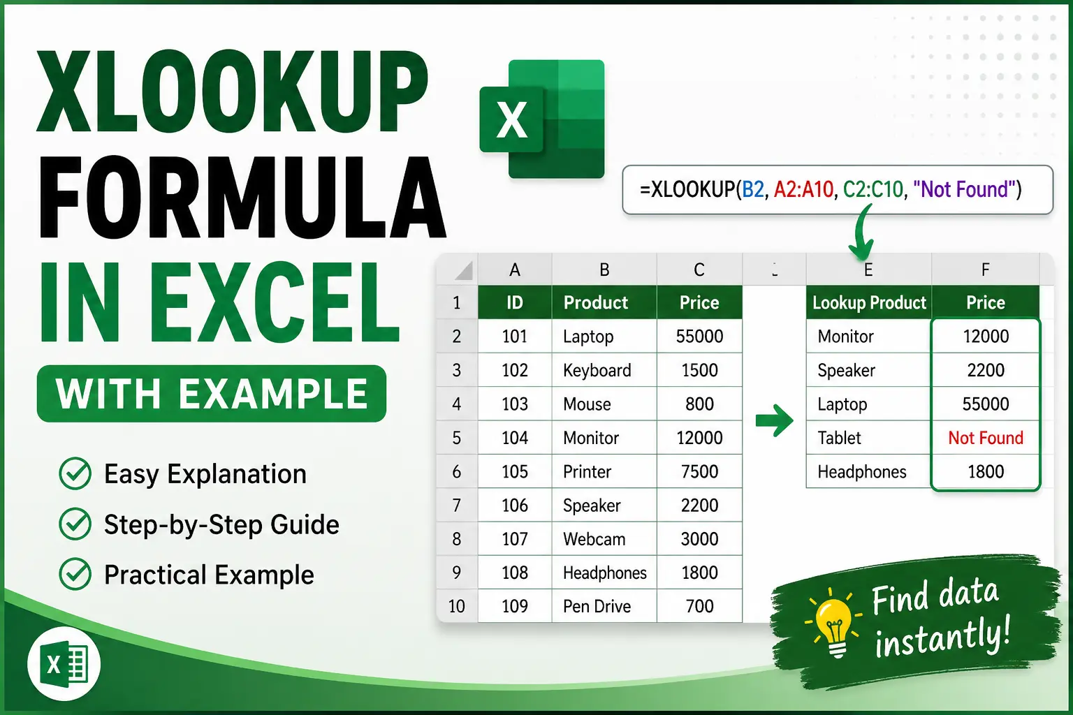 XLOOKUP Formula in Excel with Example