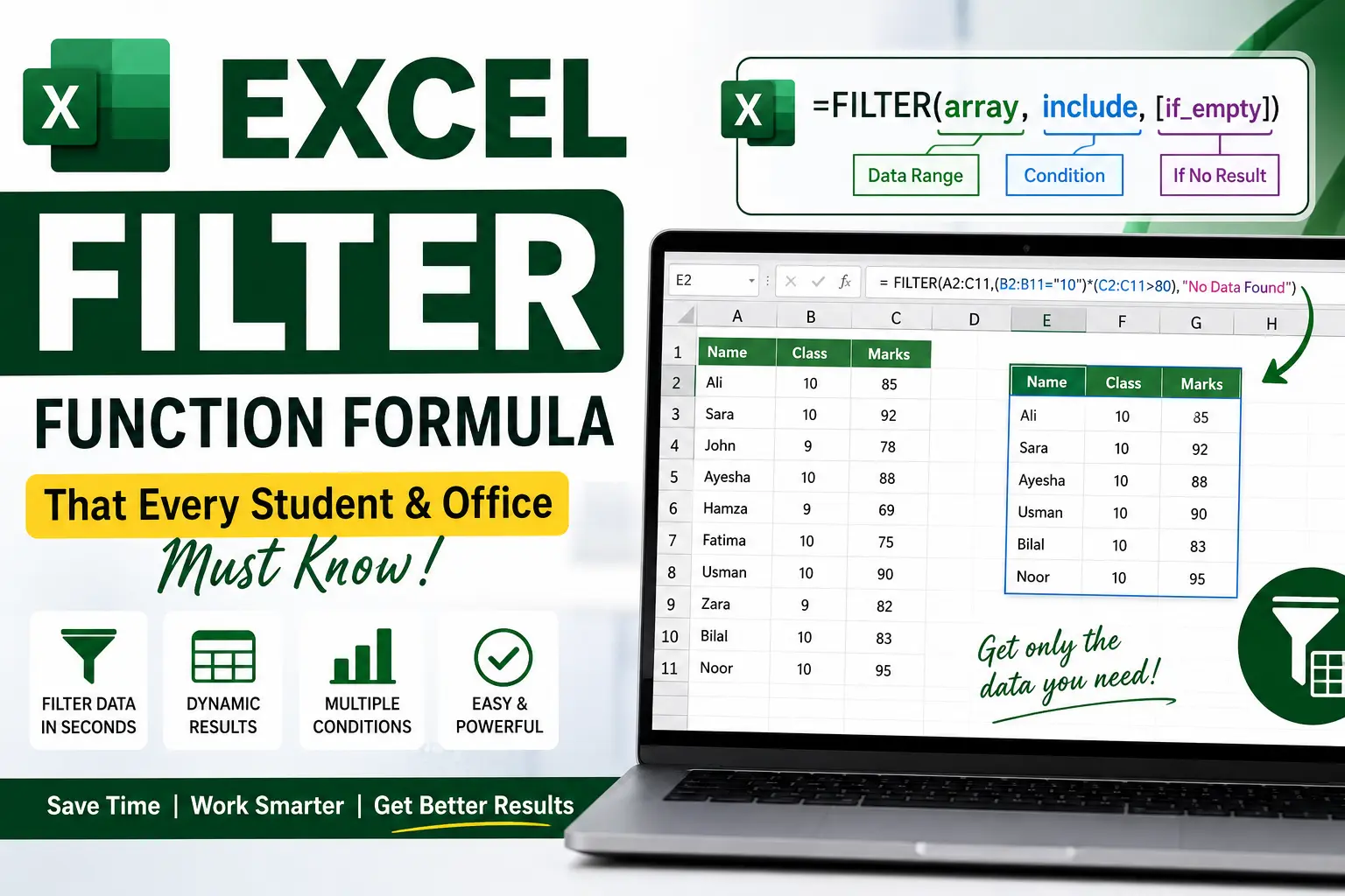 Excel Filter function formula